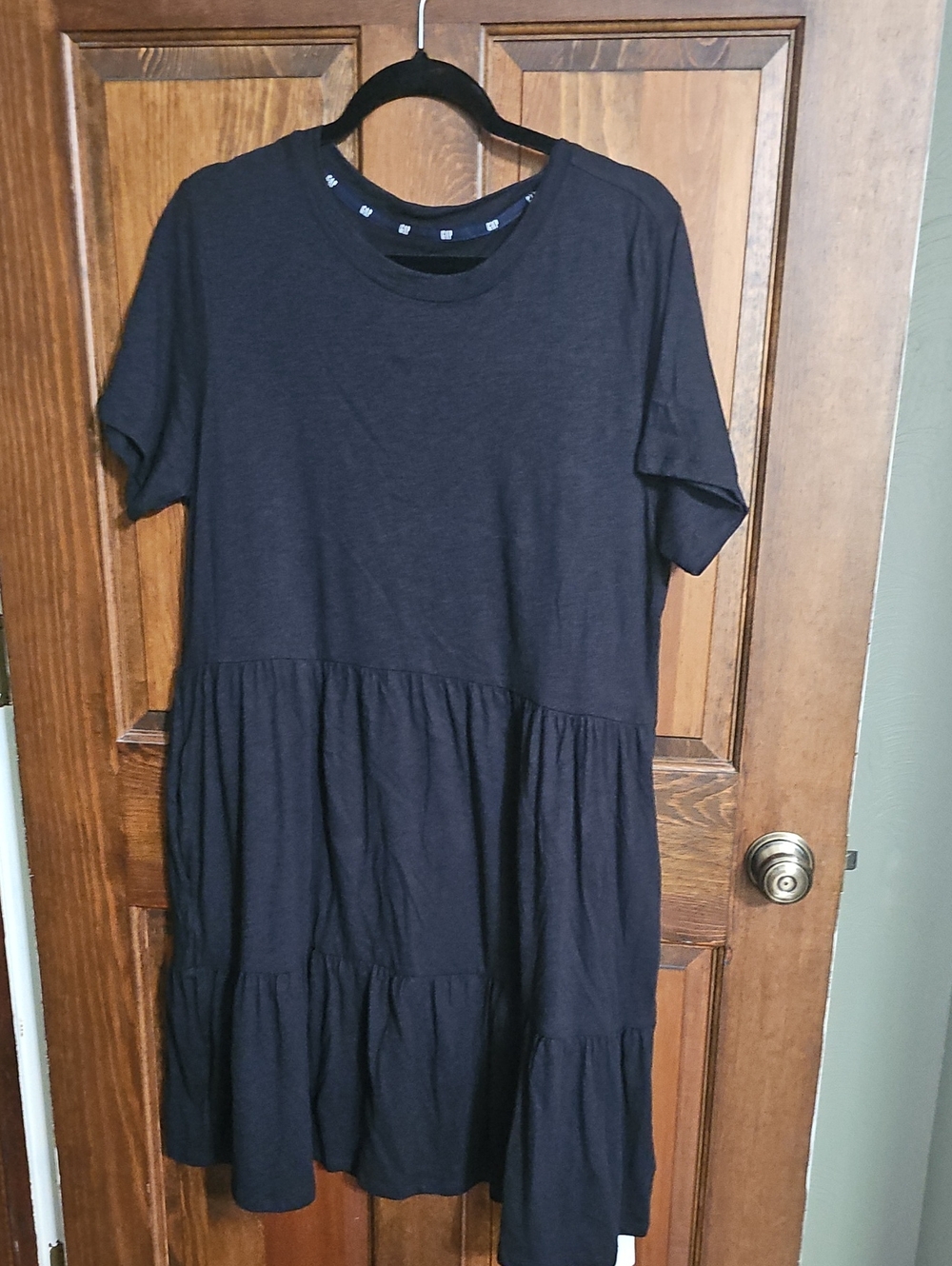 NEW GAP Black Tiered Short Sleeve Dress Size Large